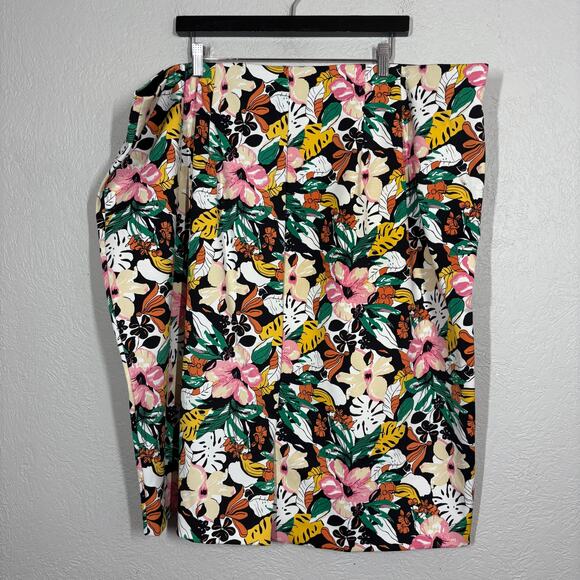 Lane Bryant Floral Print Stretch Skirt Knee Length Tropical Career Casual - 26 - Picture 2 of 4